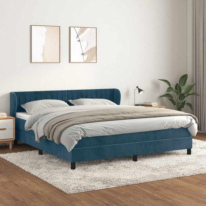 Giroletto a Molle con Materasso Blu Scuro 160x200 cm in Velluto | homemem39