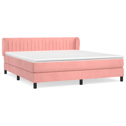 Giroletto a Molle con Materasso Rosa 160x200 cm in Velluto | homemem39