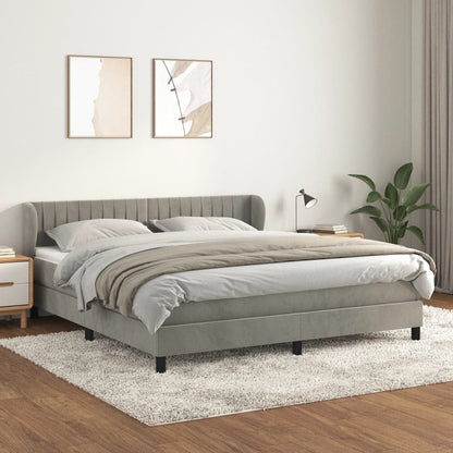 Giroletto a Molle con Materasso Grigio Chiaro 180x200cm Velluto | homemem39