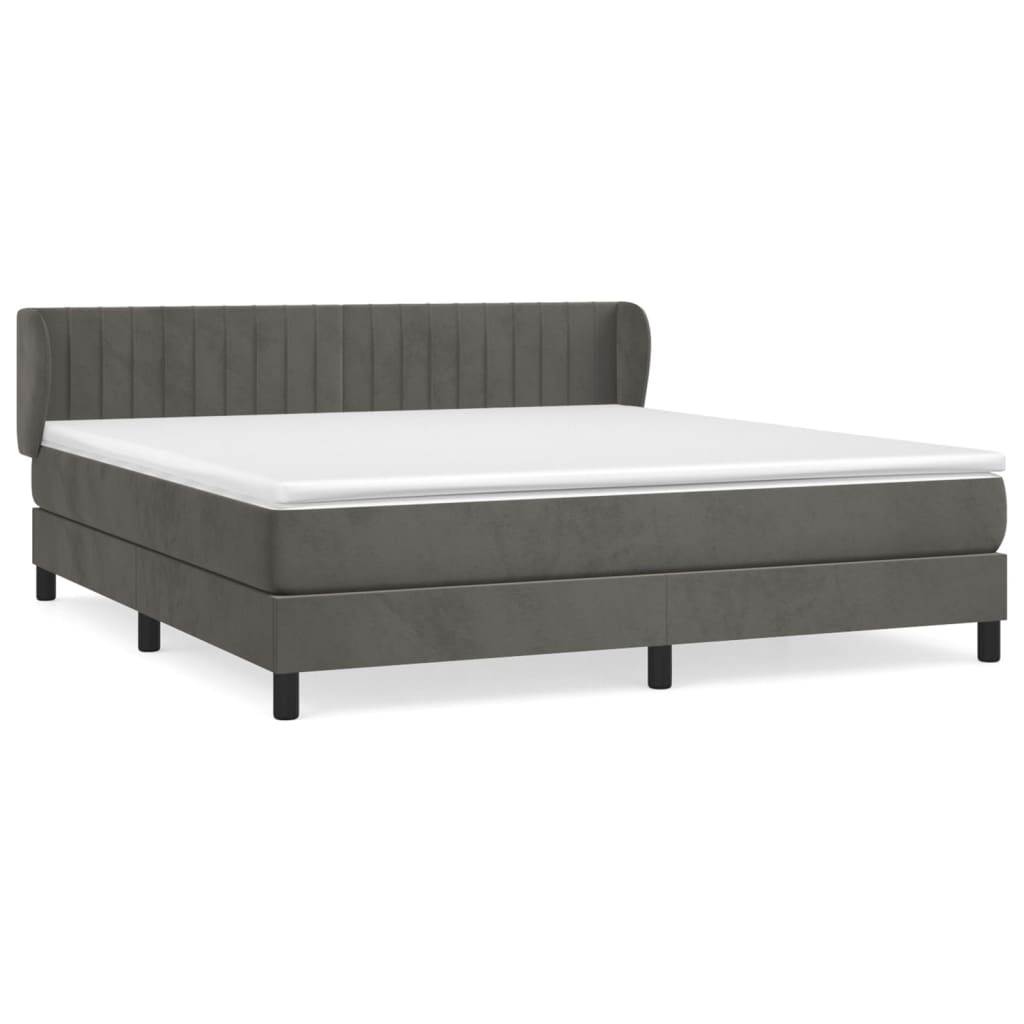 Giroletto a Molle con Materasso Grigio Scuro 180x200 cm Velluto | homemem39