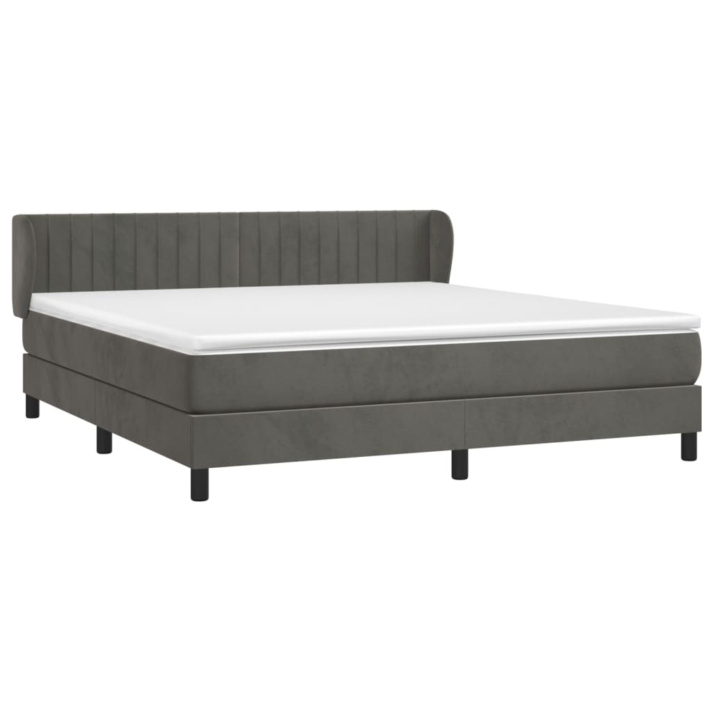 Giroletto a Molle con Materasso Grigio Scuro 180x200 cm Velluto | homemem39