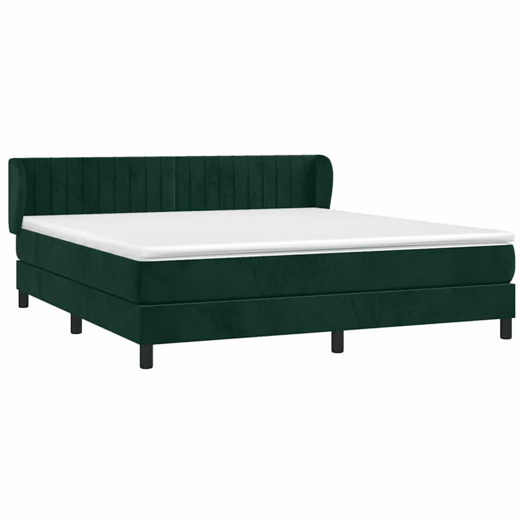 Giroletto a Molle con Materasso Verde Scuro 180x200 cm Velluto | homemem39