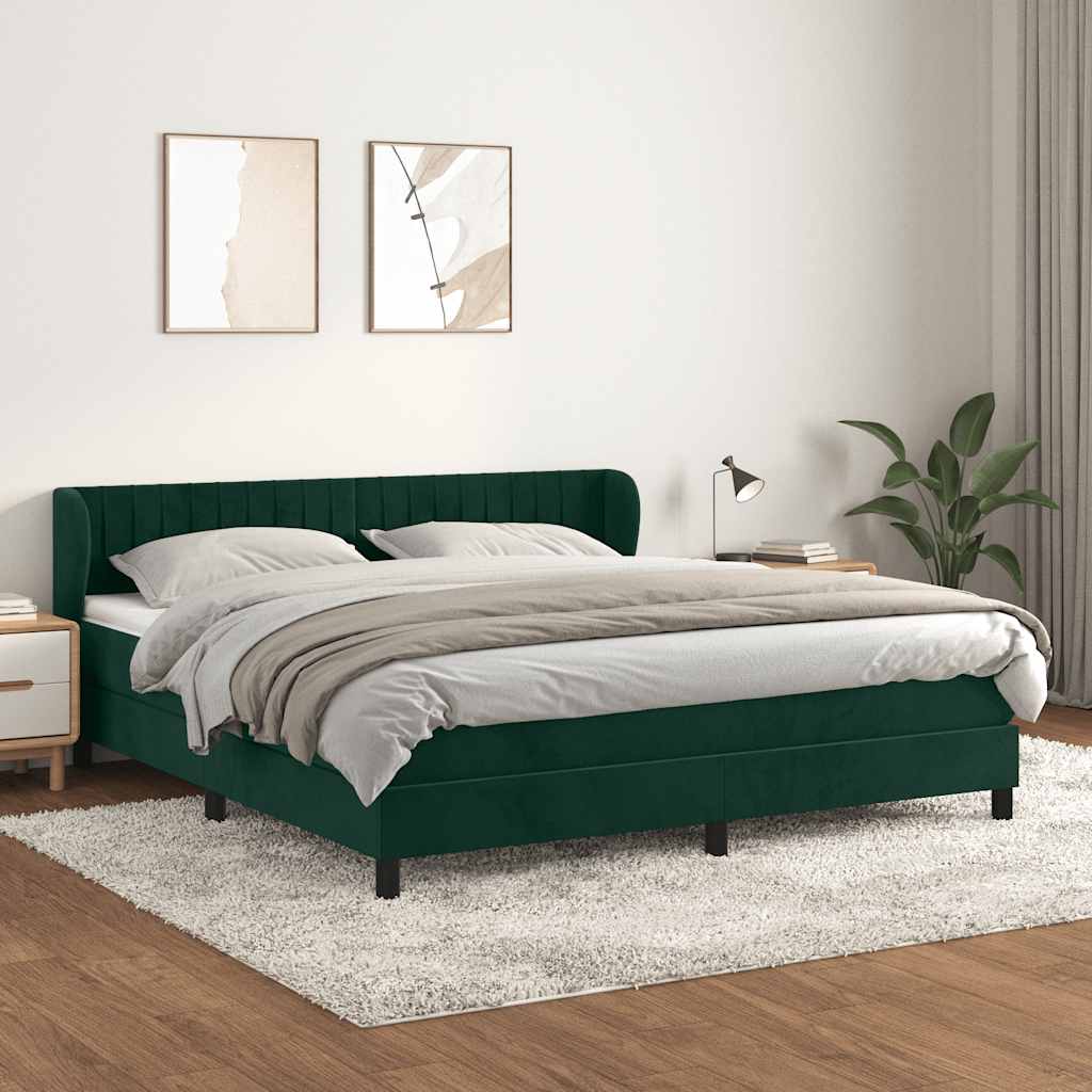 Giroletto a Molle con Materasso Verde Scuro 180x200 cm Velluto | homemem39