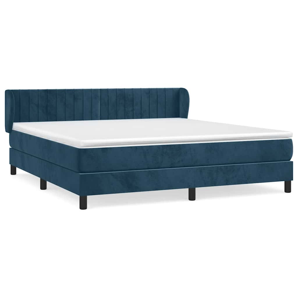 Giroletto a Molle con Materasso Blu Scuro 180x200 cm in Velluto | homemem39