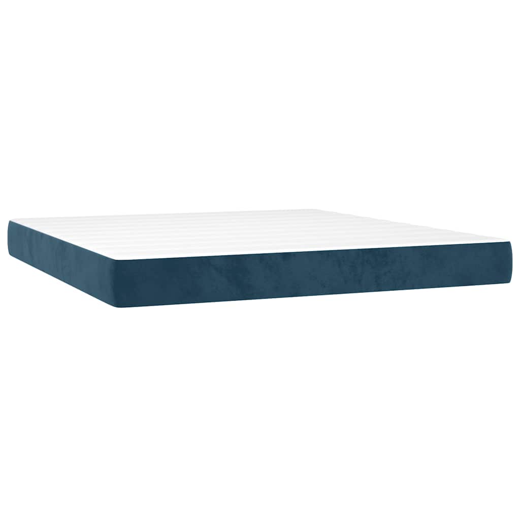 Giroletto a Molle con Materasso Blu Scuro 180x200 cm in Velluto | homemem39