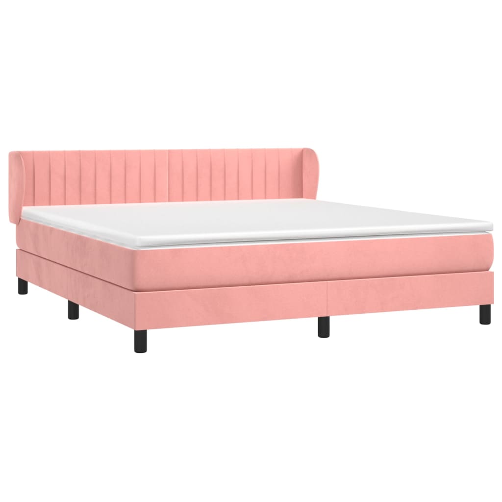 Giroletto a Molle con Materasso Rosa 180x200 cm in Velluto | homemem39
