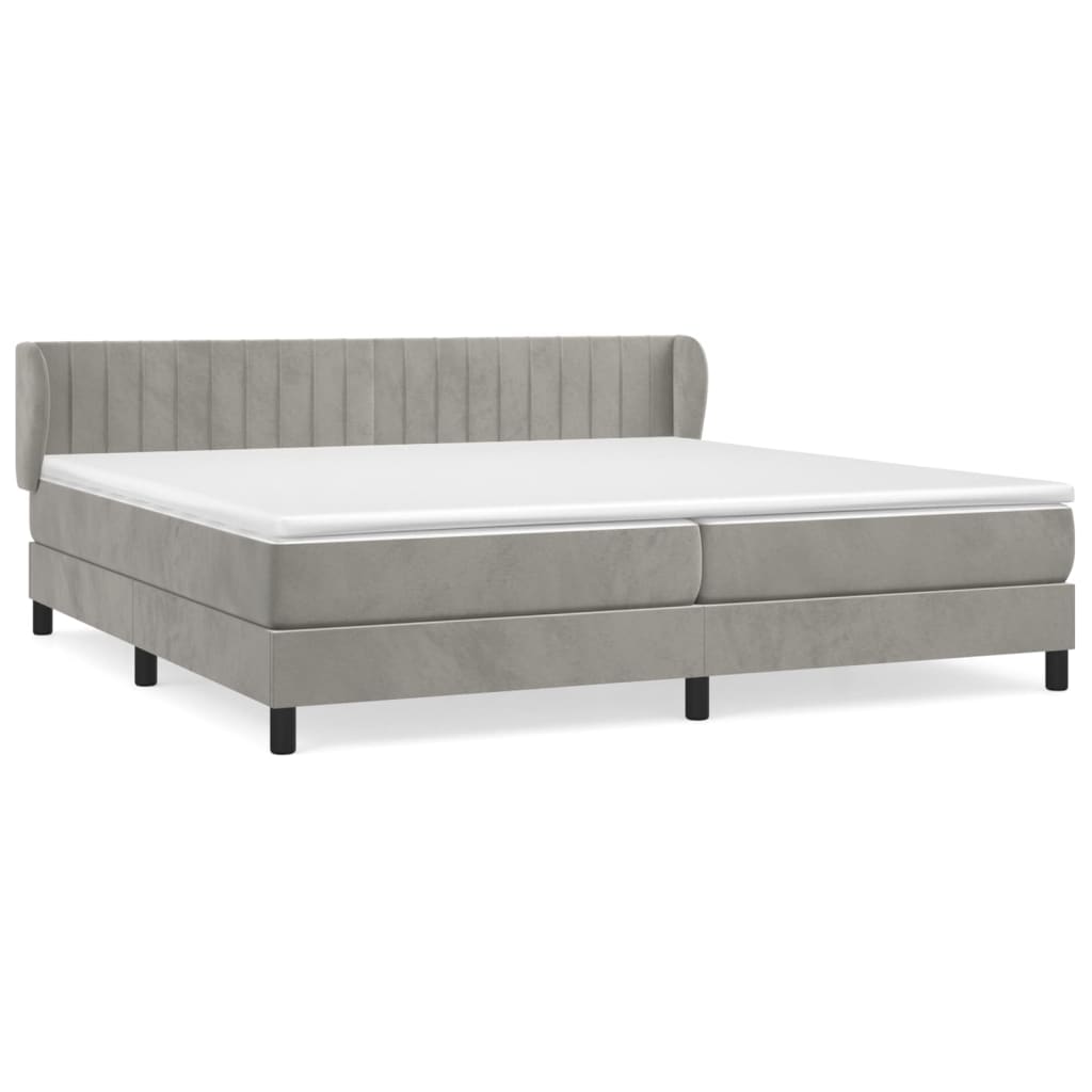 Giroletto a Molle con Materasso Grigio Chiaro 200x200cm Velluto | homemem39
