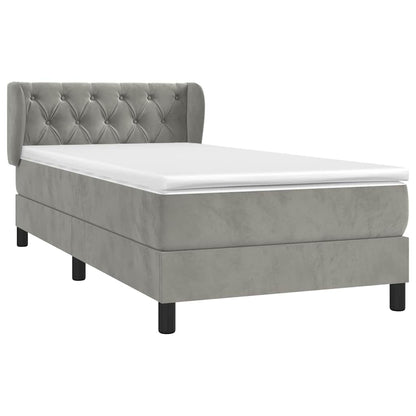 Giroletto a Molle con Materasso Grigio Chiaro 80x200 cm Velluto