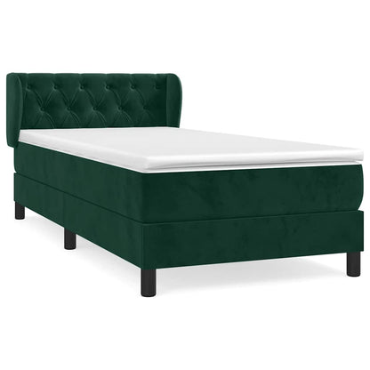 Giroletto a Molle con Materasso Verde Scuro 80x200 cm Velluto | homemem39