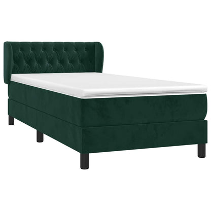 Giroletto a Molle con Materasso Verde Scuro 90x190 cm Velluto | homemem39