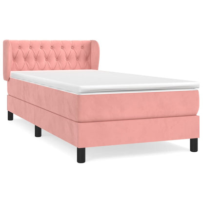 Giroletto a Molle con Materasso Rosa 90x200 cm in Velluto | homemem39