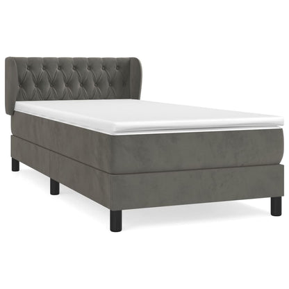 Giroletto a Molle con Materasso Grigio Scuro 100x200 cm Velluto | homemem39