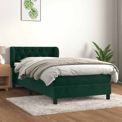 Giroletto a Molle con Materasso Verde Scuro 100x200 cm Velluto | homemem39