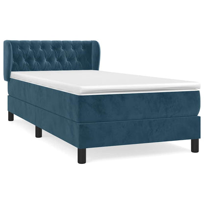 Giroletto a Molle con Materasso Blu Scuro 100x200 cm in Velluto | homemem39