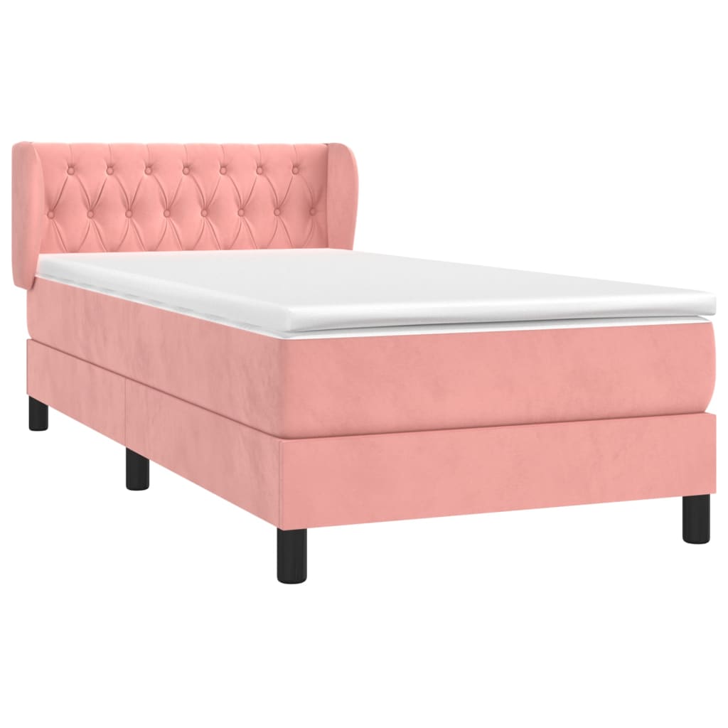 Giroletto a Molle con Materasso Rosa 100x200 cm in Velluto | homemem39