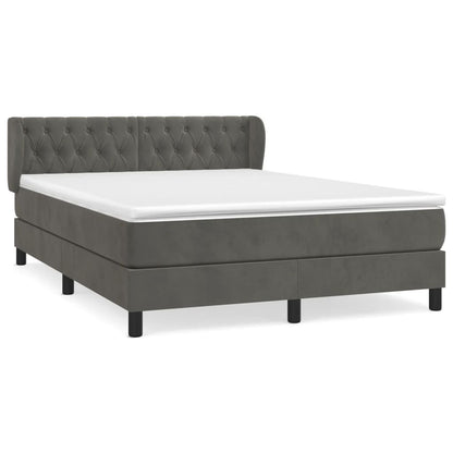 Giroletto a Molle con Materasso Grigio Scuro 140x190 cm Velluto | homemem39
