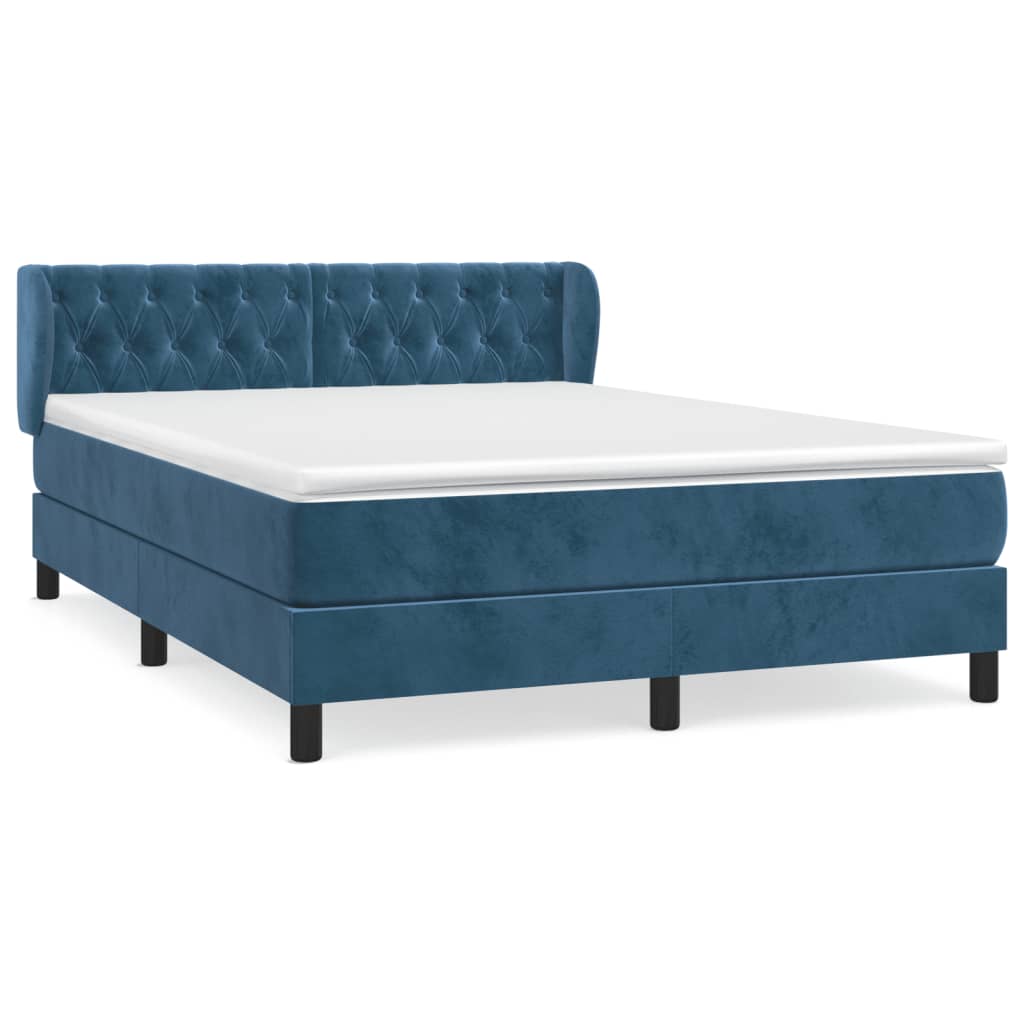 Giroletto a Molle con Materasso Blu Scuro 140x190 cm in Velluto | homemem39