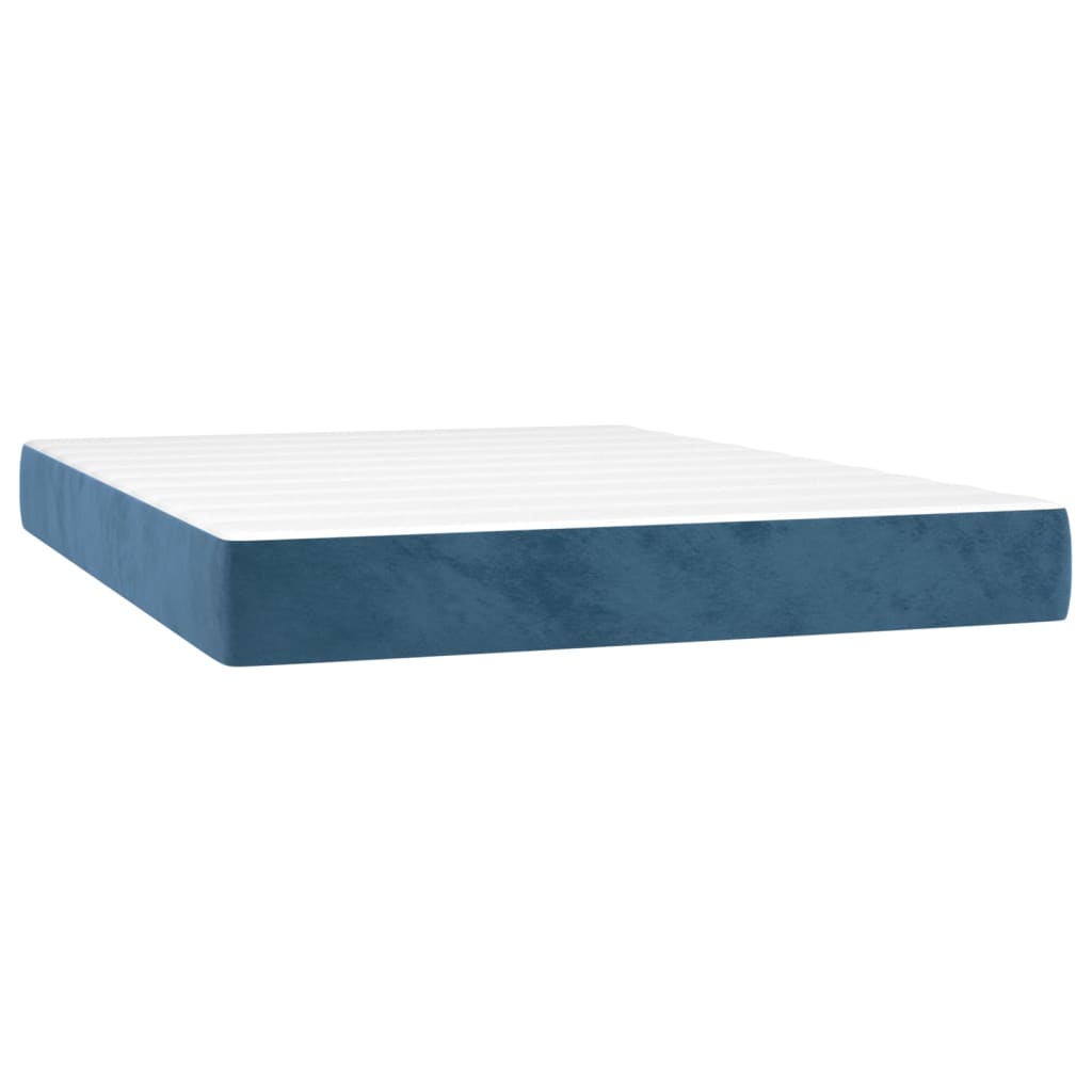 Giroletto a Molle con Materasso Blu Scuro 140x190 cm in Velluto | homemem39