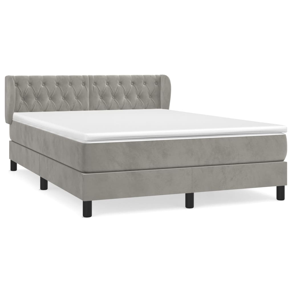 Giroletto a Molle con Materasso Grigio Chiaro 140x200cm Velluto | homemem39