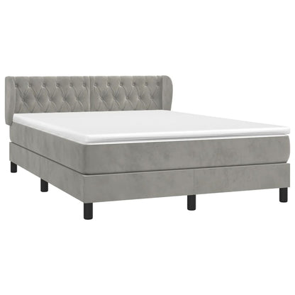 Giroletto a Molle con Materasso Grigio Chiaro 140x200cm Velluto | homemem39