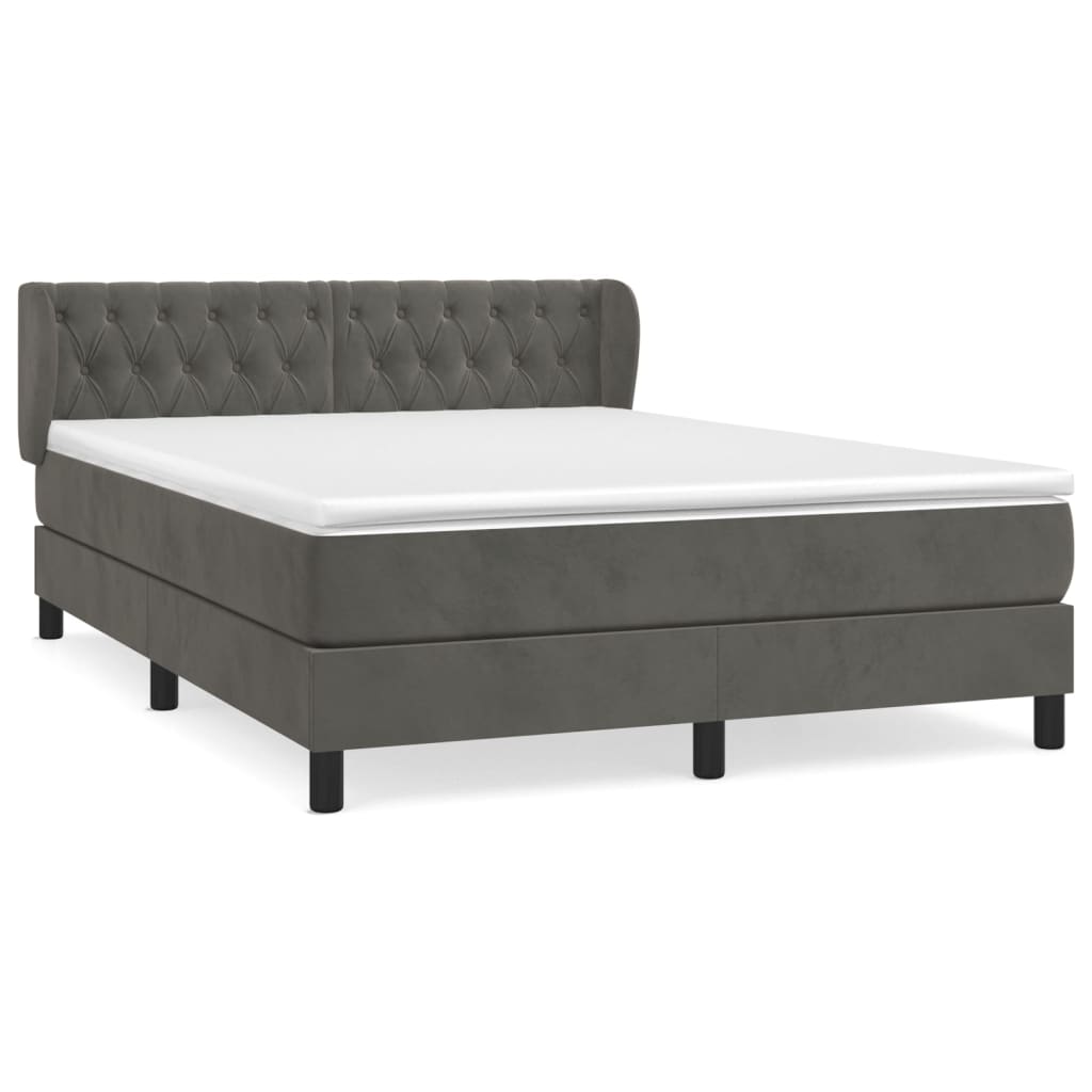 Giroletto a Molle con Materasso Grigio Scuro 140x200 cm Velluto | homemem39