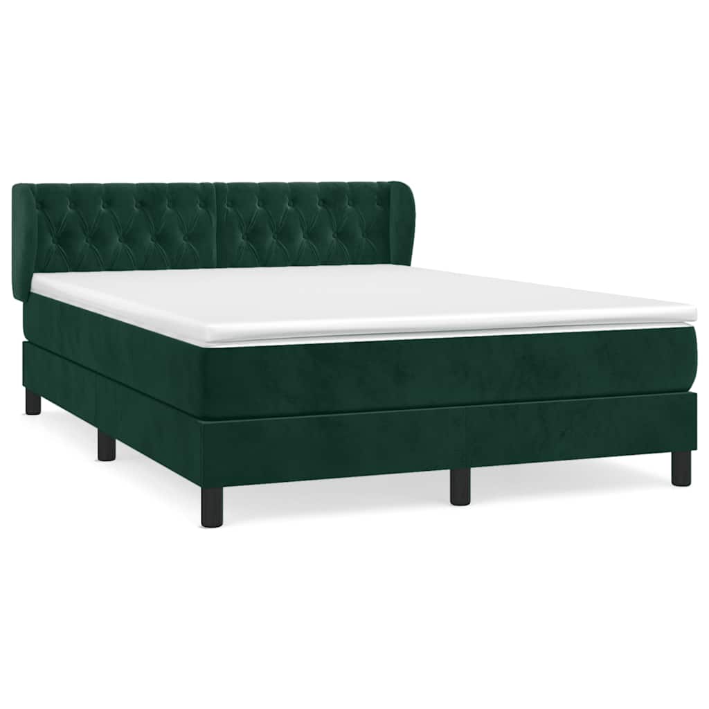 Giroletto a Molle con Materasso Verde Scuro 140x200 cm Velluto | homemem39