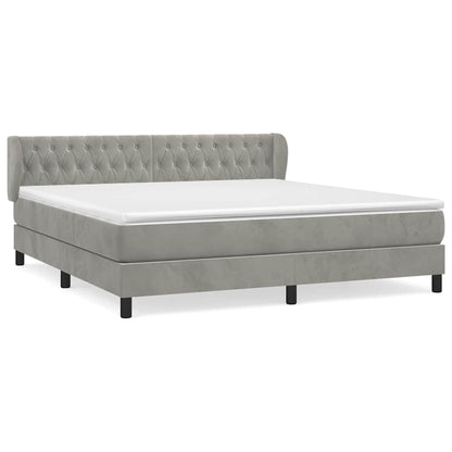 Giroletto a Molle con Materasso Grigio Chiaro 160x200cm Velluto