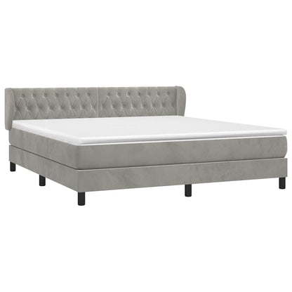 Giroletto a Molle con Materasso Grigio Chiaro 160x200cm Velluto