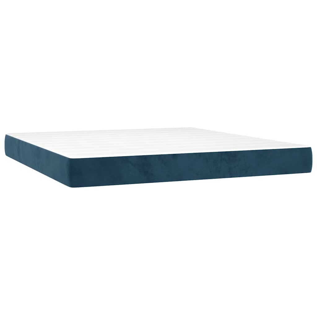 Giroletto a Molle con Materasso Blu Scuro 160x200 cm in Velluto | homemem39