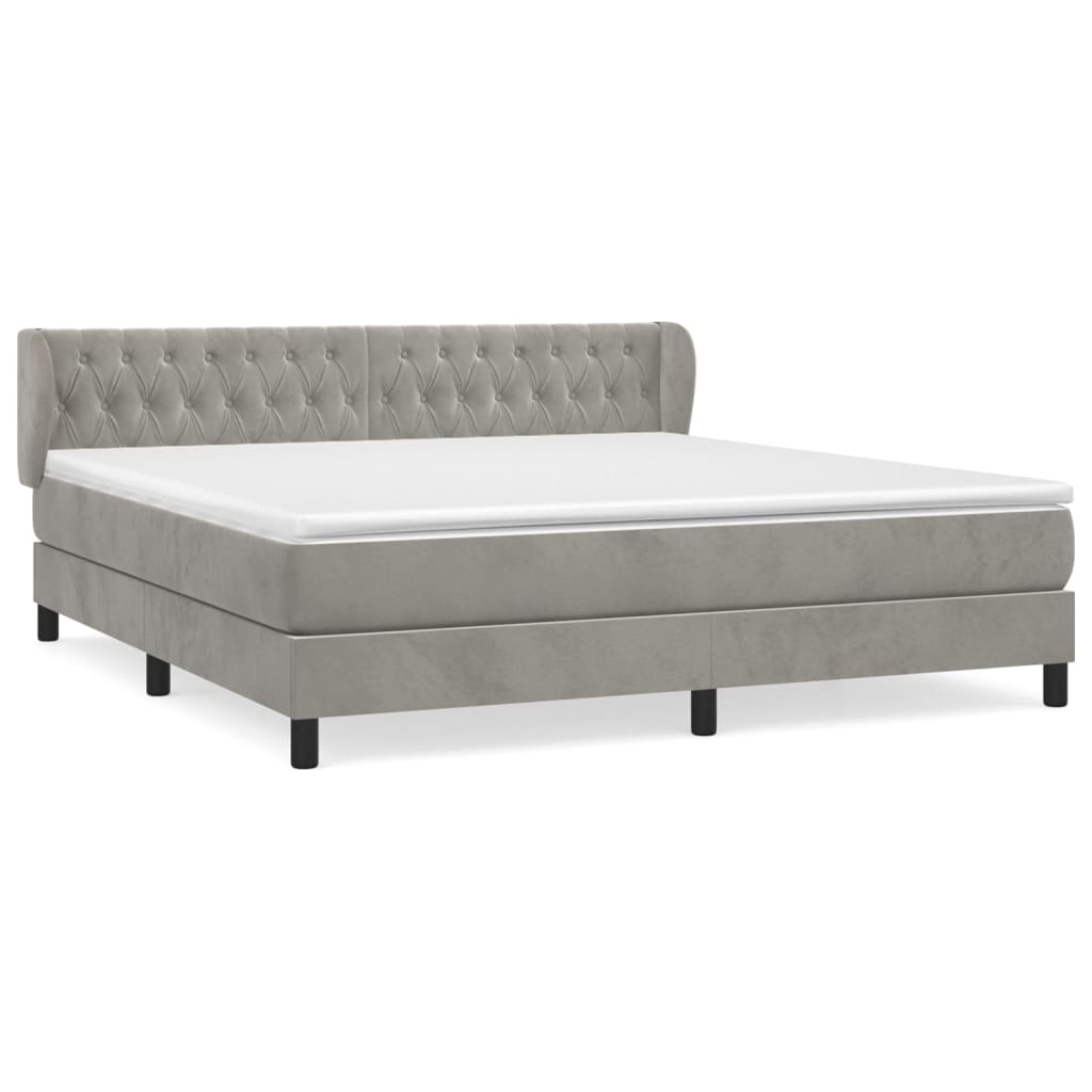 Giroletto a Molle con Materasso Grigio Chiaro 180x200cm Velluto | homemem39
