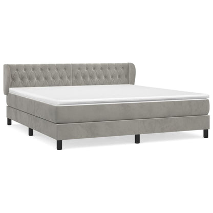 Giroletto a Molle con Materasso Grigio Chiaro 180x200cm Velluto | homemem39