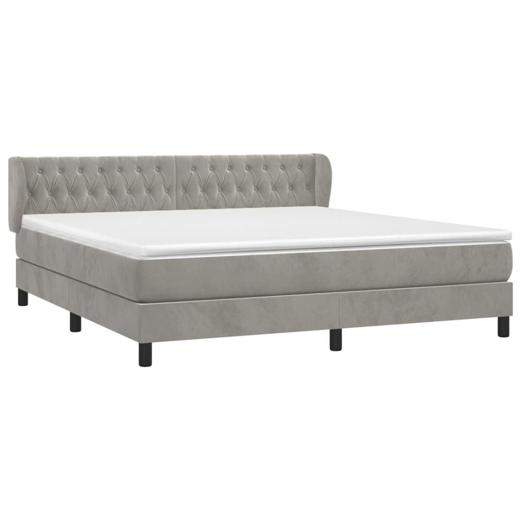 Giroletto a Molle con Materasso Grigio Chiaro 180x200cm Velluto | homemem39