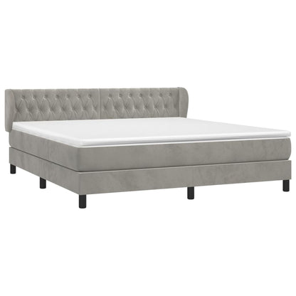 Giroletto a Molle con Materasso Grigio Chiaro 180x200cm Velluto | homemem39