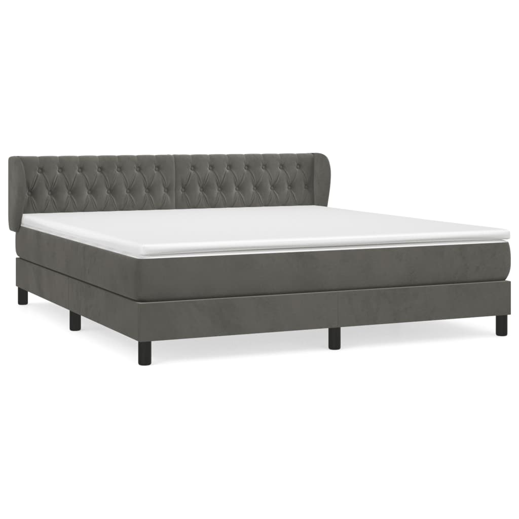 Giroletto a Molle con Materasso Grigio Scuro 180x200 cm Velluto | homemem39