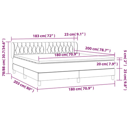Giroletto a Molle con Materasso Grigio Scuro 180x200 cm Velluto | homemem39