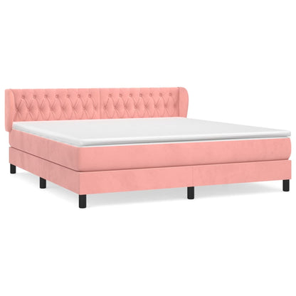 Giroletto a Molle con Materasso Rosa 180x200 cm in Velluto | homemem39