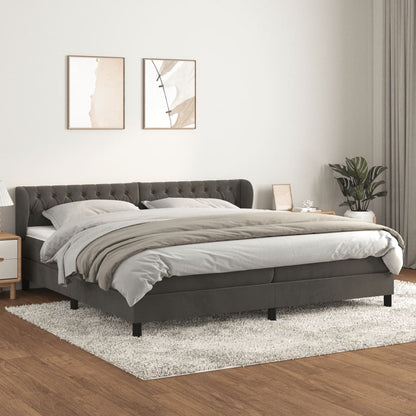Giroletto a Molle con Materasso Grigio Scuro 200x200 cm Velluto | homemem39