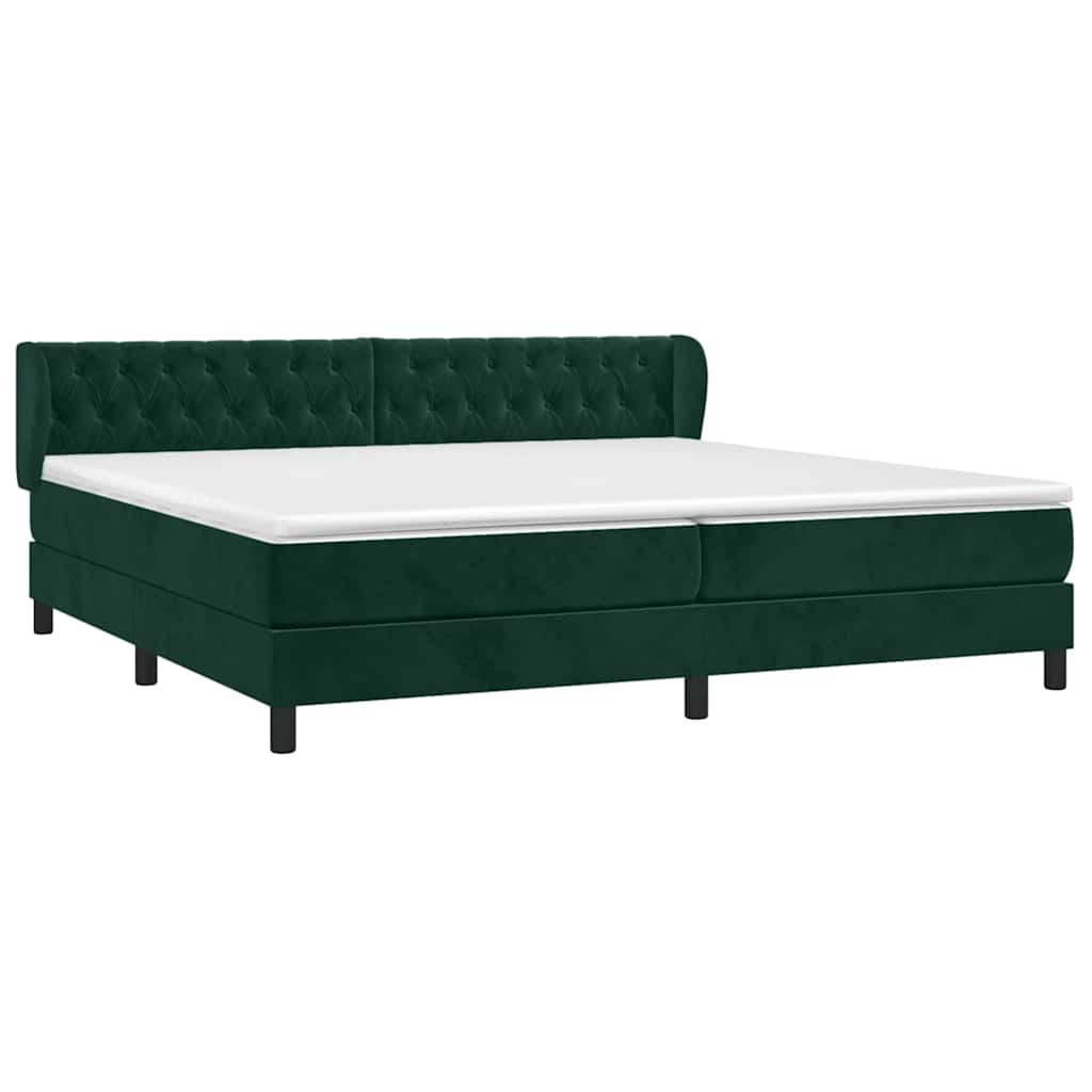 Giroletto a Molle con Materasso Verde Scuro 200x200 cm Velluto
