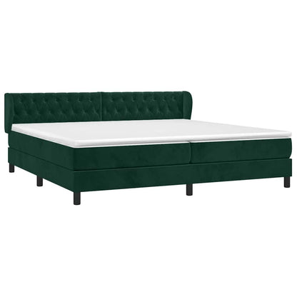 Giroletto a Molle con Materasso Verde Scuro 200x200 cm Velluto