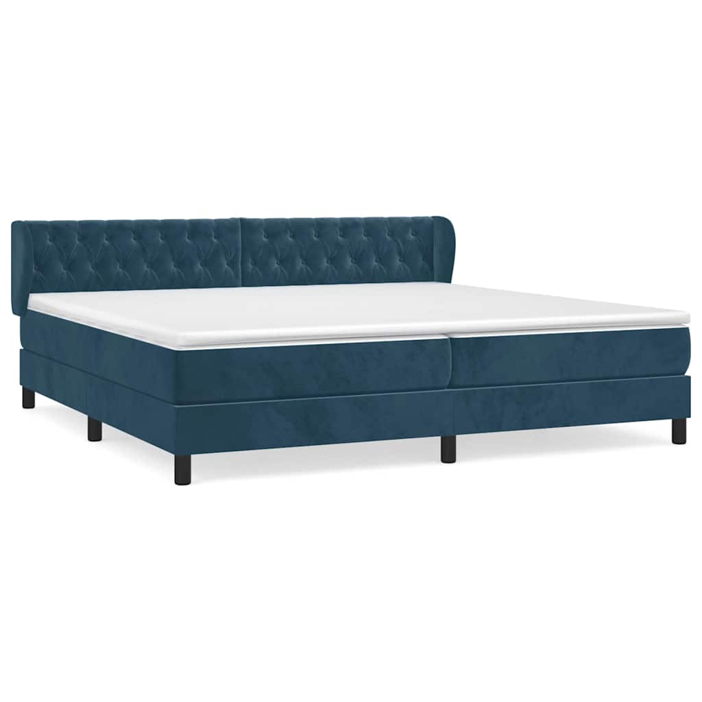 Giroletto a Molle con Materasso Blu Scuro 200x200 cm in Velluto | homemem39