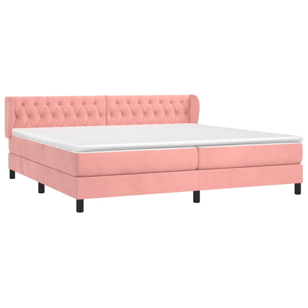 Giroletto a Molle con Materasso Rosa 200x200 cm in Velluto | homemem39
