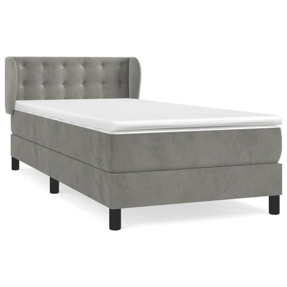 Giroletto a Molle con Materasso Grigio Chiaro 80x200 cm Velluto | homemem39