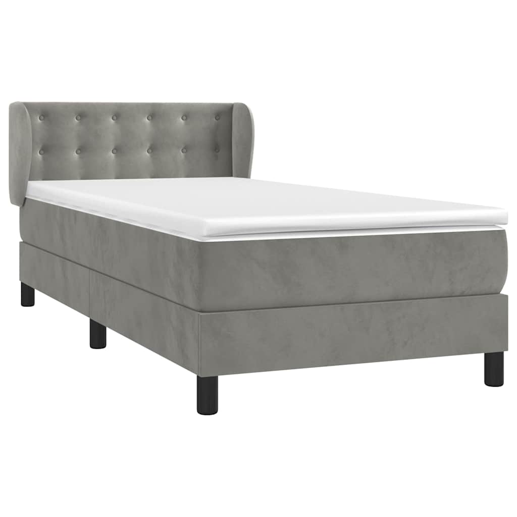 Giroletto a Molle con Materasso Grigio Chiaro 80x200 cm Velluto