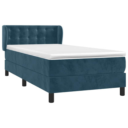 Giroletto a Molle con Materasso Blu Scuro 80x200 cm in Velluto | homemem39