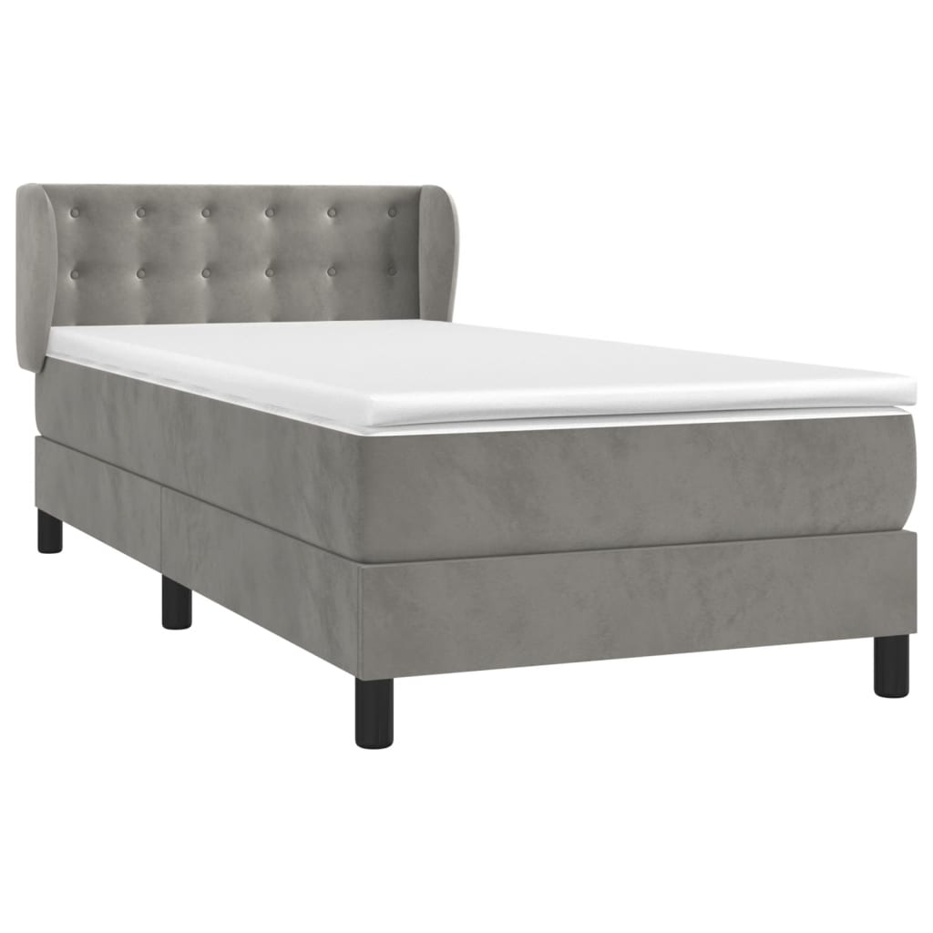 Giroletto a Molle con Materasso Grigio Chiaro 90x190 cm Velluto | homemem39