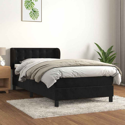 Giroletto a Molle con Materasso Nero 90x190 cm in Velluto | homemem39