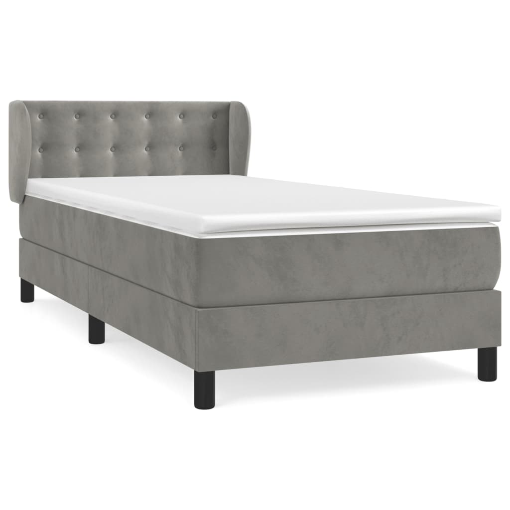 Giroletto a Molle con Materasso Grigio Chiaro 90x200 cm Velluto | homemem39