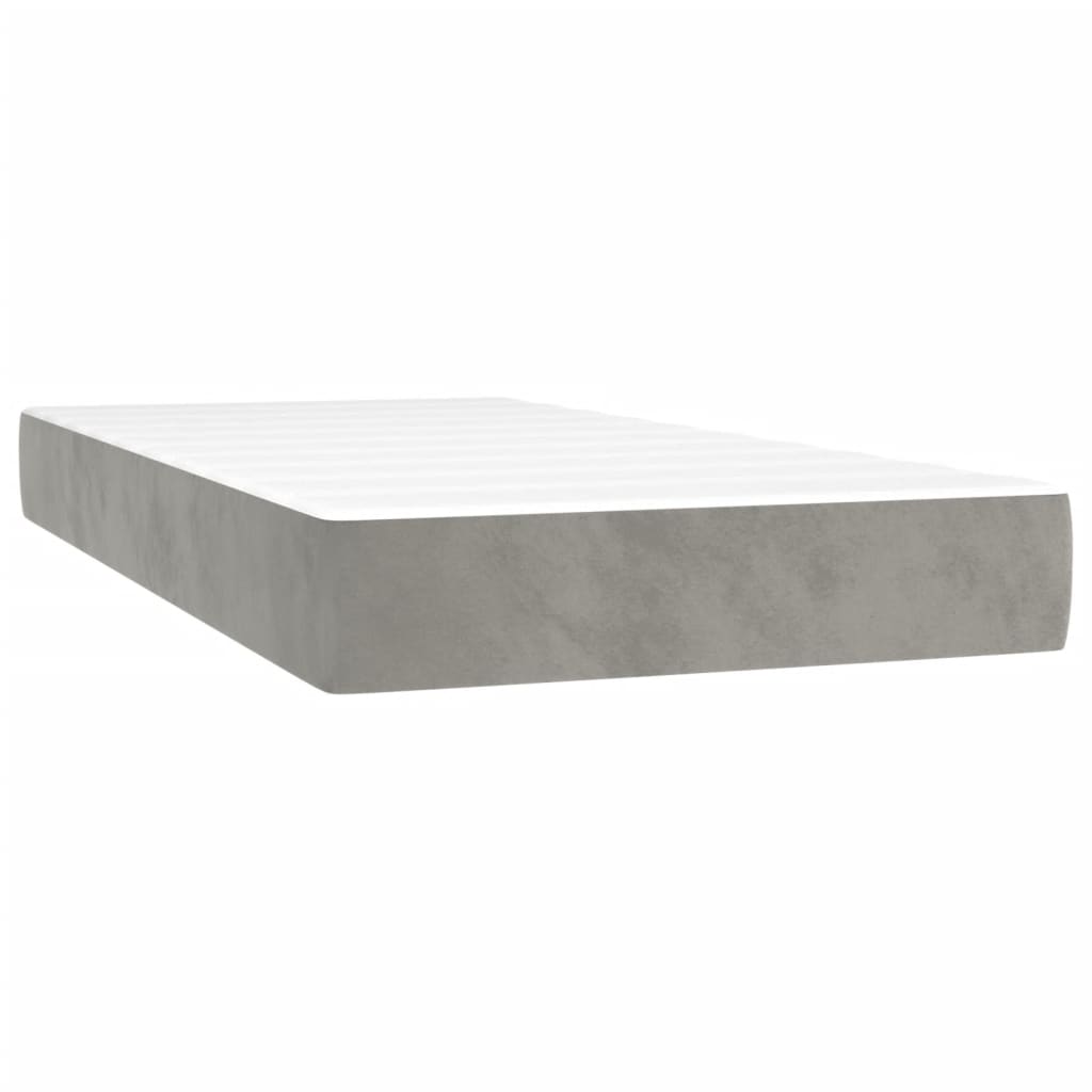Giroletto a Molle con Materasso Grigio Chiaro 90x200 cm Velluto | homemem39