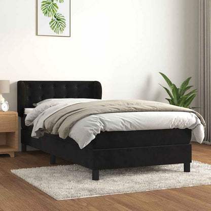 Giroletto a Molle con Materasso Nero 90x200 cm in Velluto | homemem39