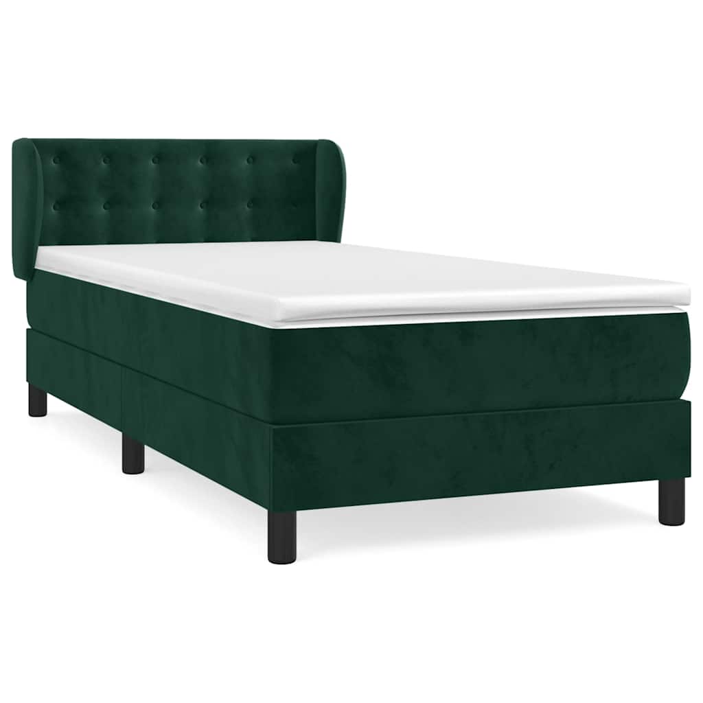 Giroletto a Molle con Materasso Verde Scuro 90x200 cm Velluto | homemem39